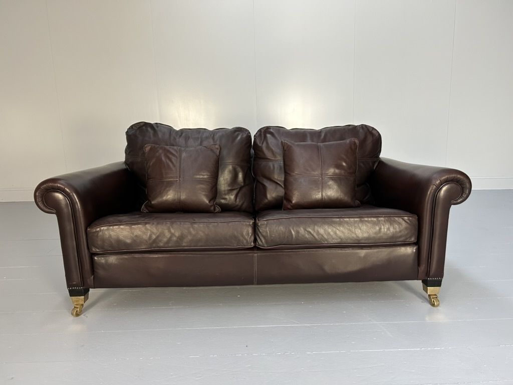 Duresta “New Plantation” 2.5 Seat Sofa – In Dark Brown Leather photo furniture