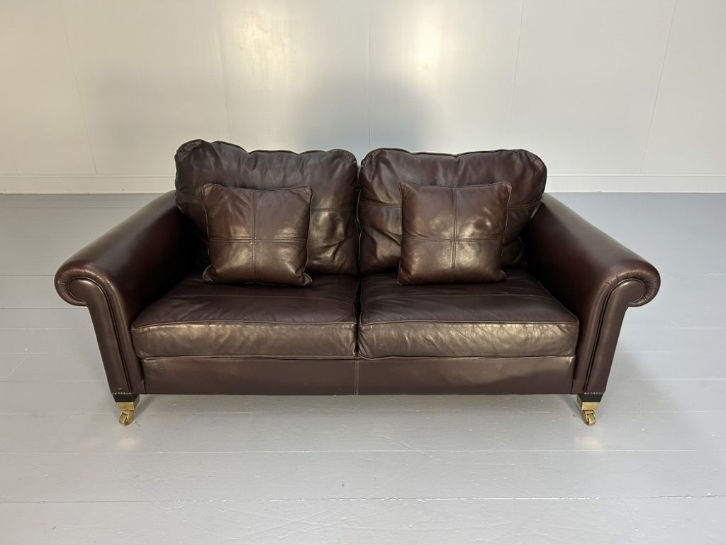 Duresta “New Plantation” 2.5 Seat Sofa – In Dark Brown Leather photo vinterior