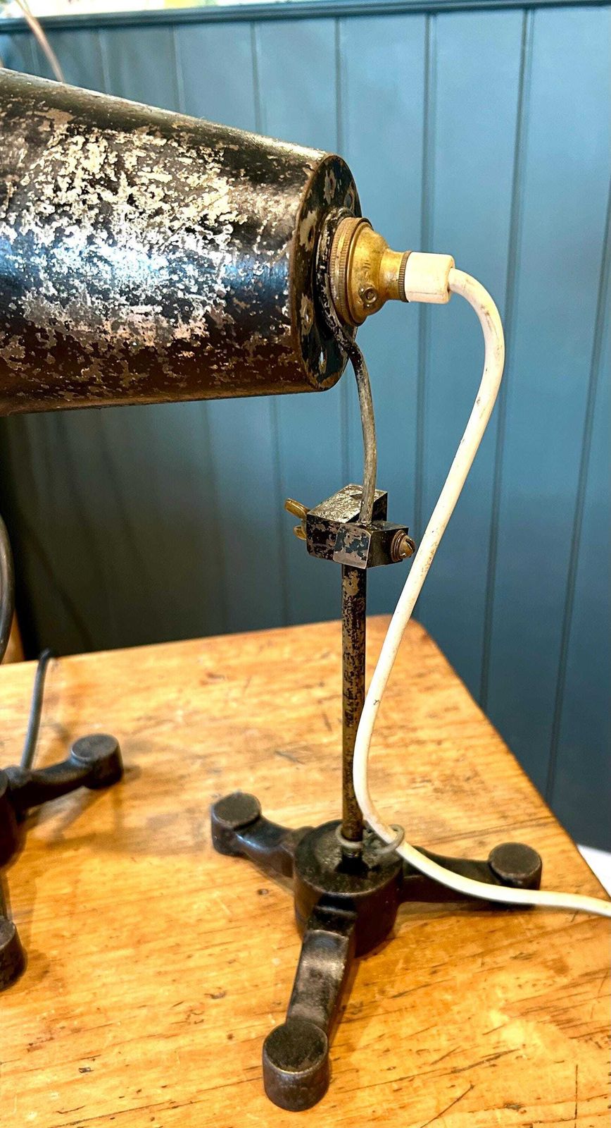 2 Available Vintage Adjustable Lab School Desk Lamp Lights Industrial Table Bedside Kitchen Mid Century Retro Science photo vinterior