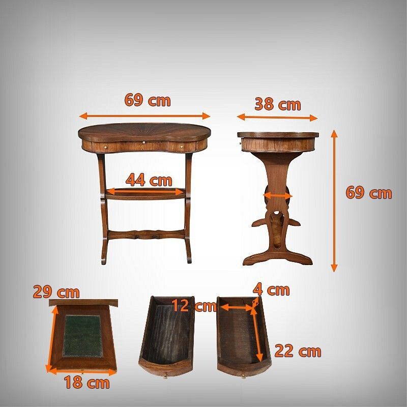 photo vintage Mahogany And Rosewood Marquetry Coffee Table, Louis XVI Style – Late 19th Century