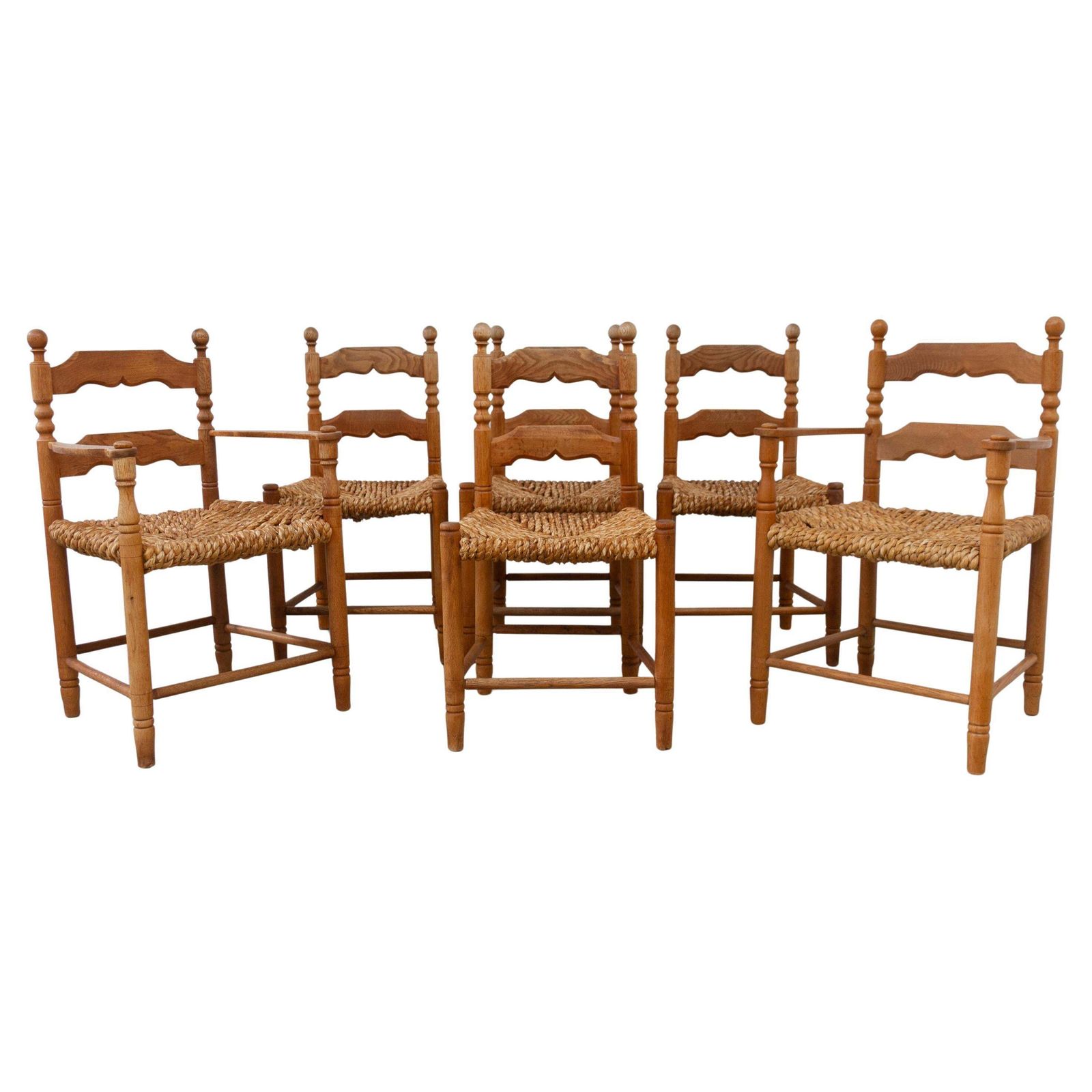Danish Oak And Seagrass Chairs By Hans Dau, Set Of 6. 1960s.