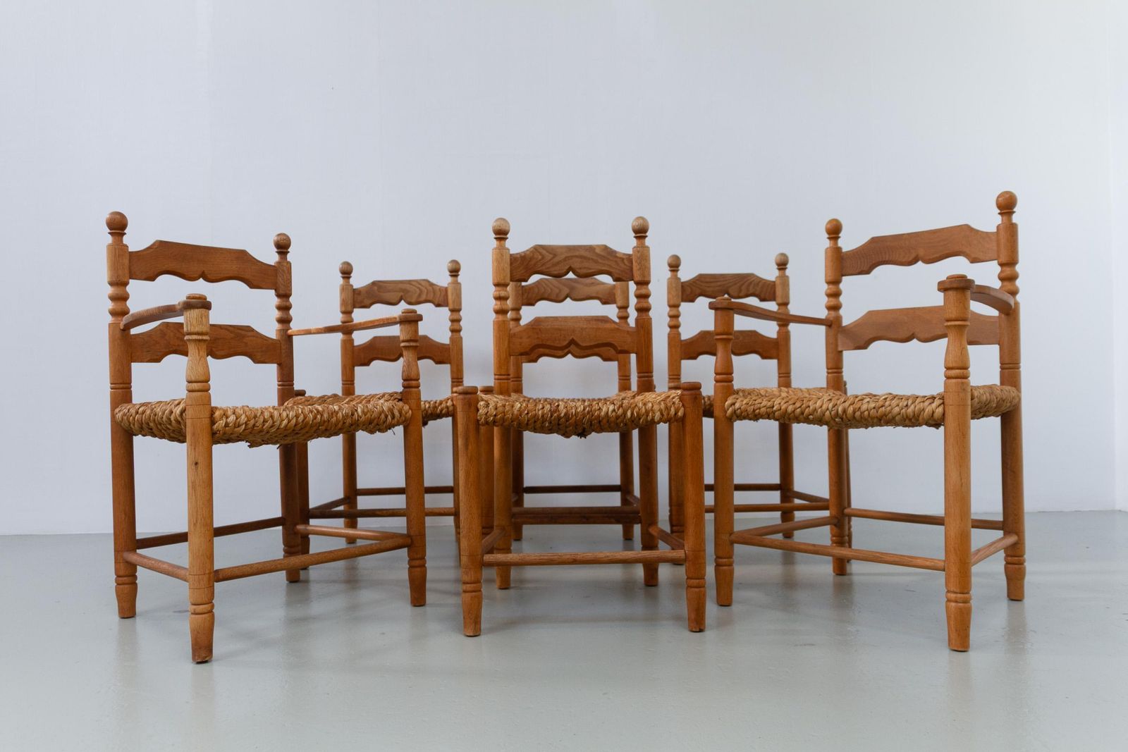 Danish Oak And Seagrass Chairs By Hans Dau, Set Of 6. 1960s. photo buy