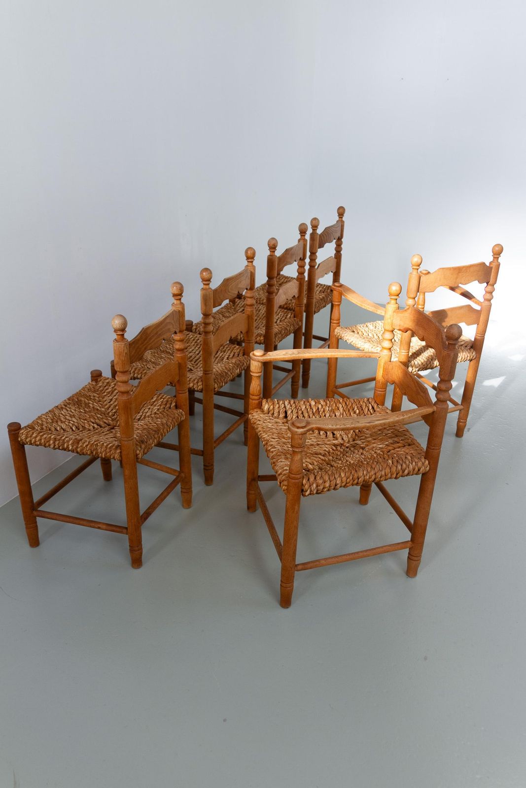 photo vinterior Danish Oak And Seagrass Chairs By Hans Dau, Set Of 6. 1960s.