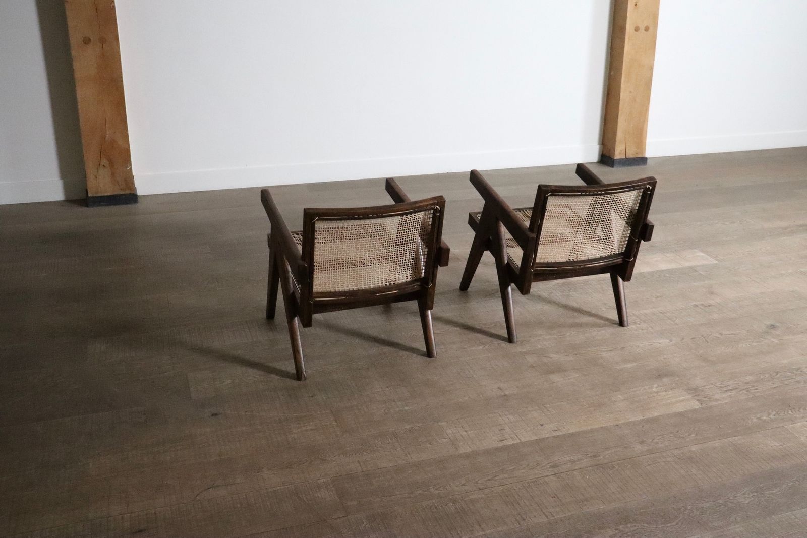 Furniture Pierre Jeanneret Lounge Chairs Pj Si 29 A In Teak And Cane, 1950s photo
