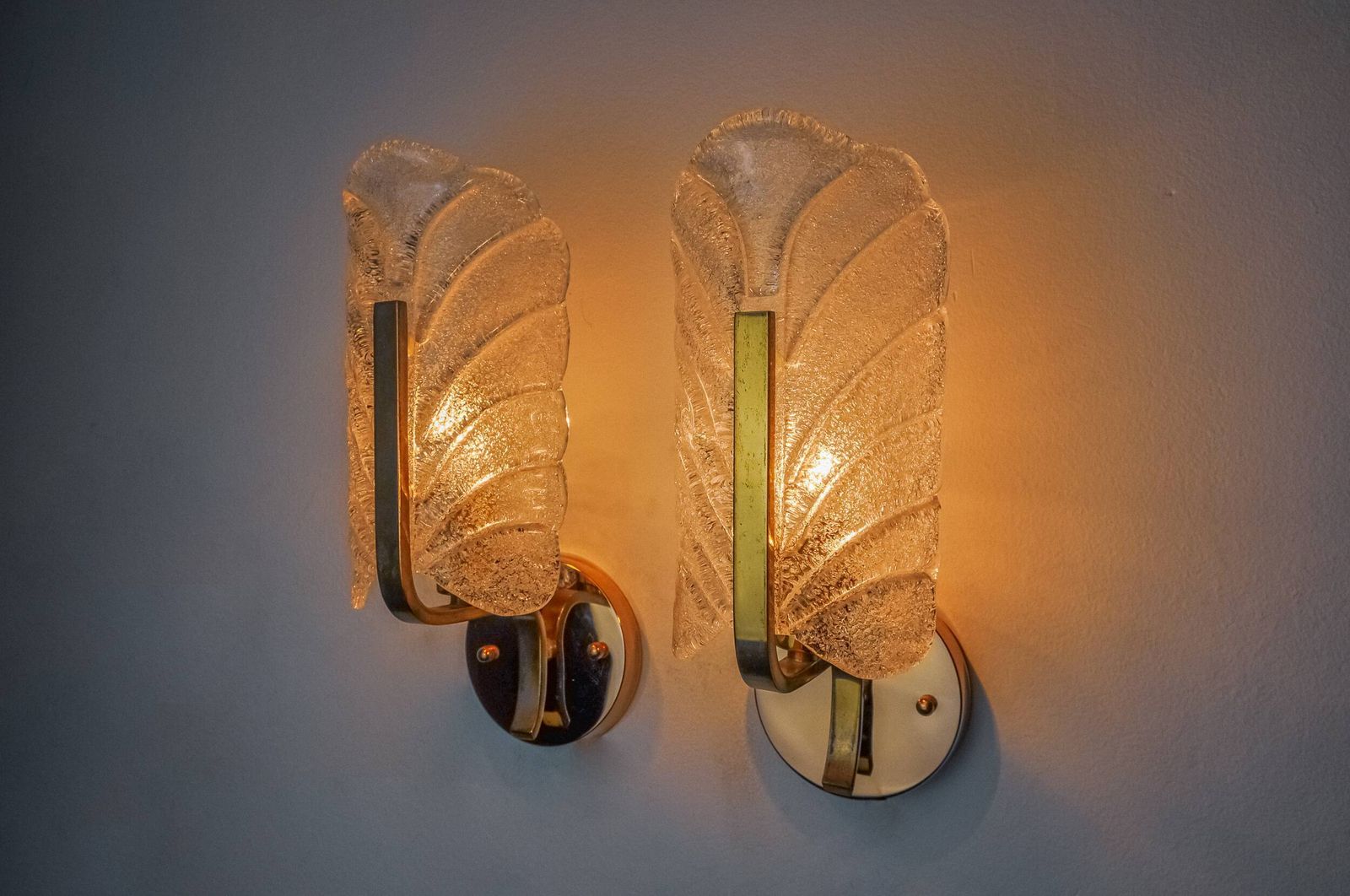 Pair Of "Leaf" Sconces By Carl Fagerlund, Murano Glass, Germany, 1970 photo buy