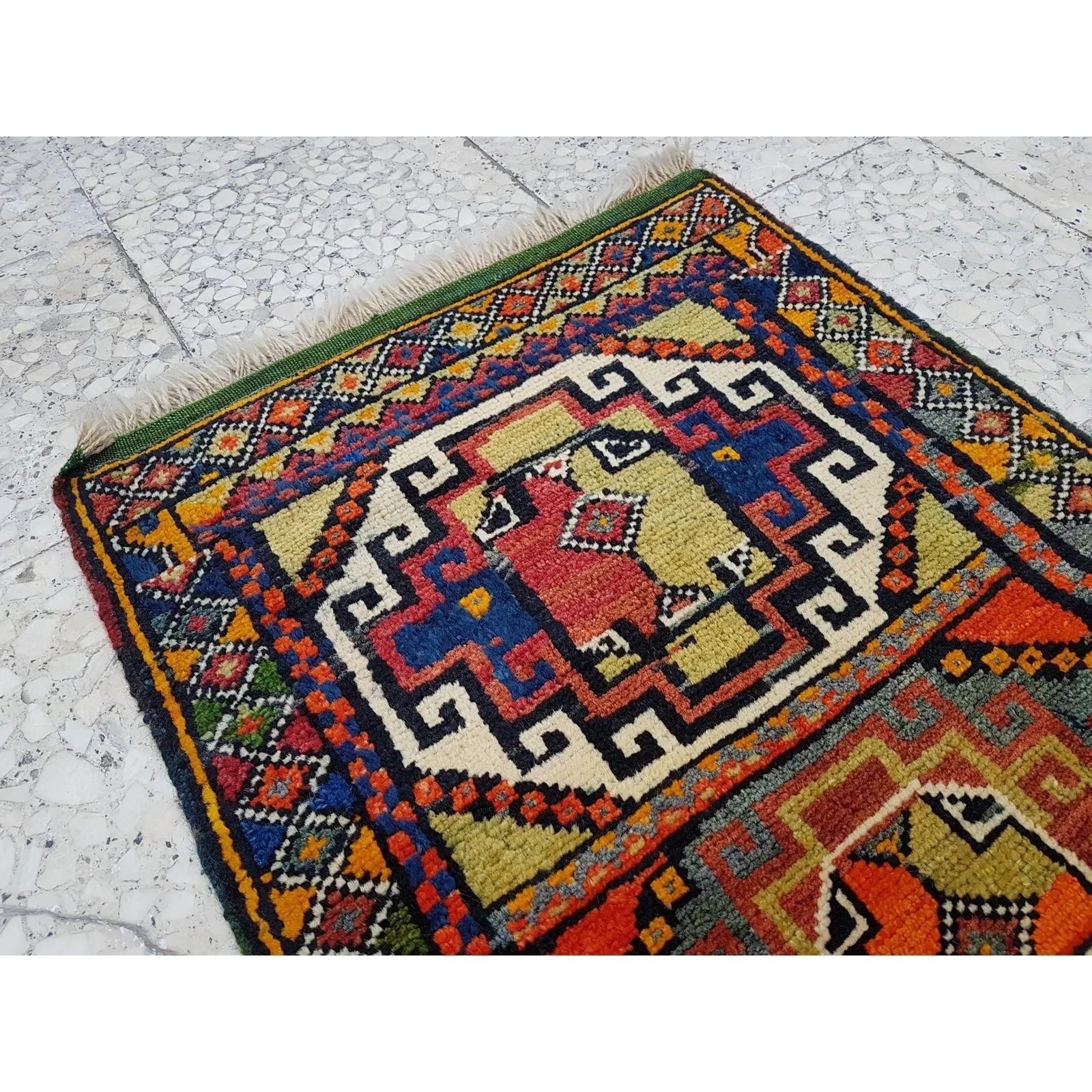 Distressed Turkish Yastik Petite Rug Hand Knotted Faded Mat 1'10" X 3'3" photo Textiles