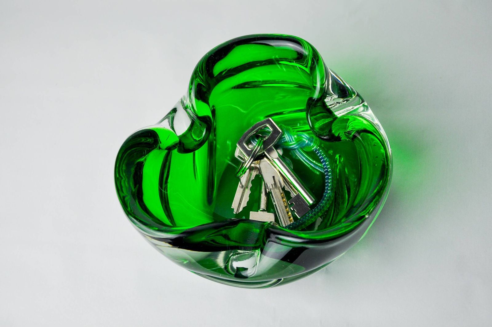 Sommerso Green Pocket Emptier By Flavio Poli For Seguso, Murano Glass, Italy, 1970 photo buy