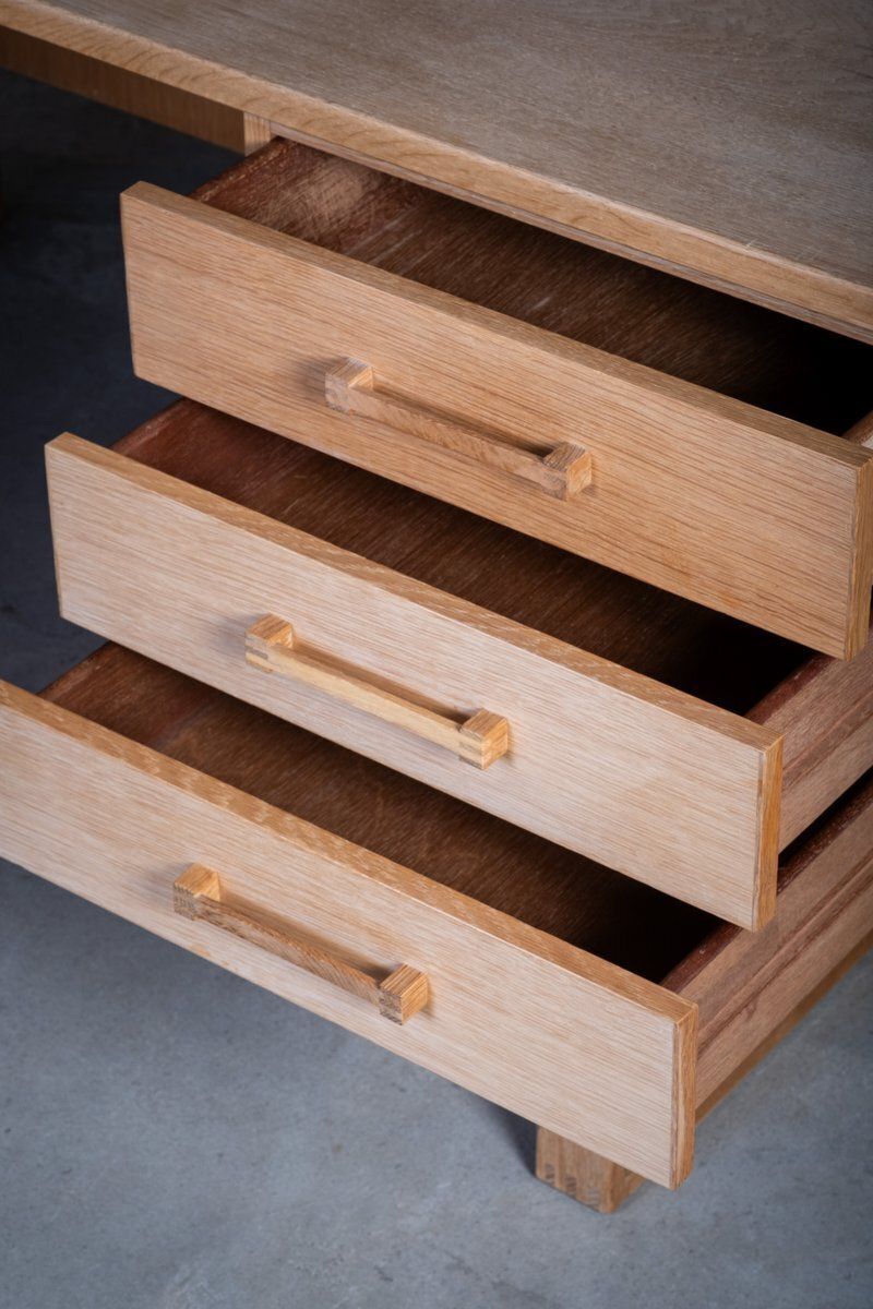 Vintage Danish Oak Desk By Henning Jensen & Torben Valeur For Dyrlund, 1960s photo buy