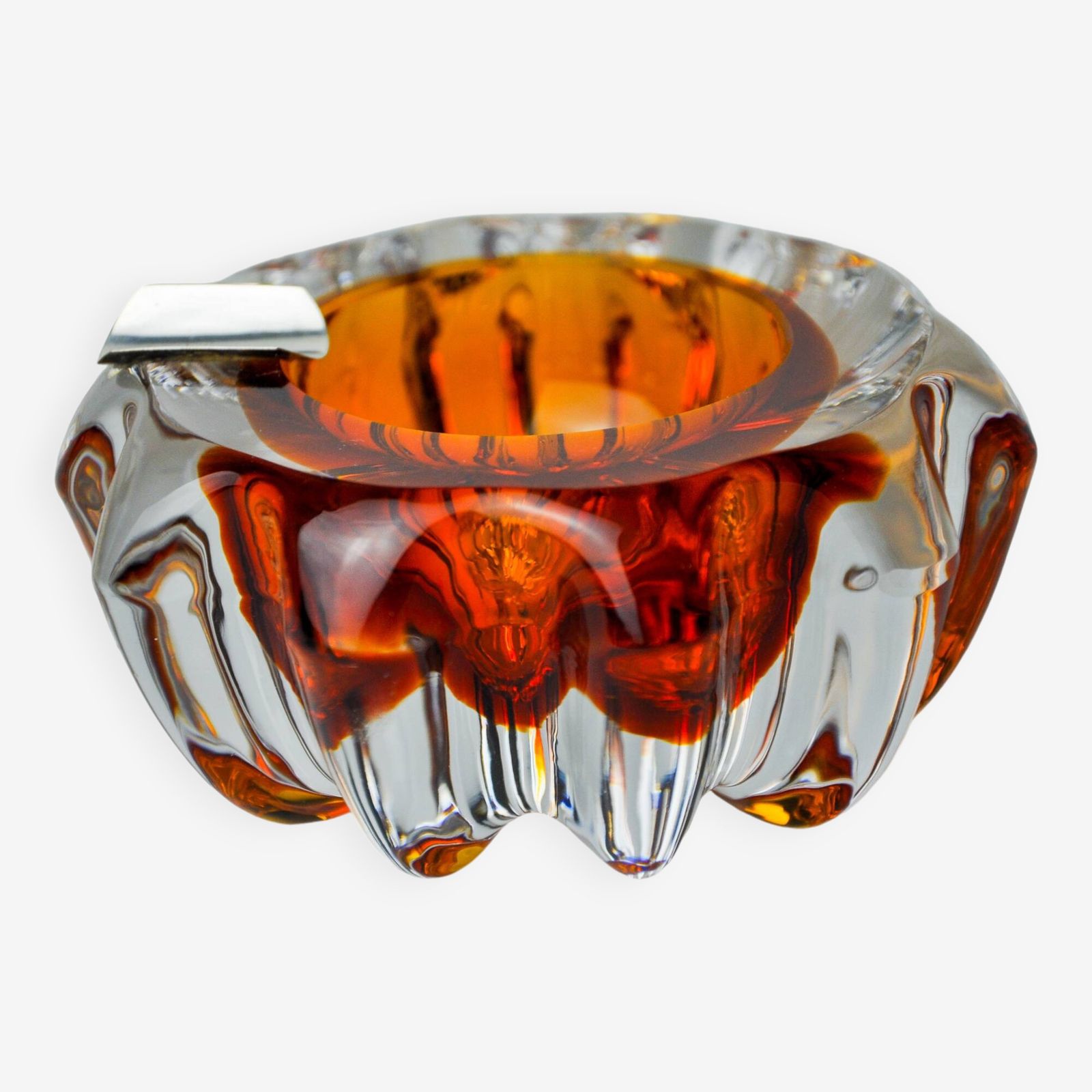 Orange Sommerso Ashtray By Seguso, Murano Glass, Italy, 1970