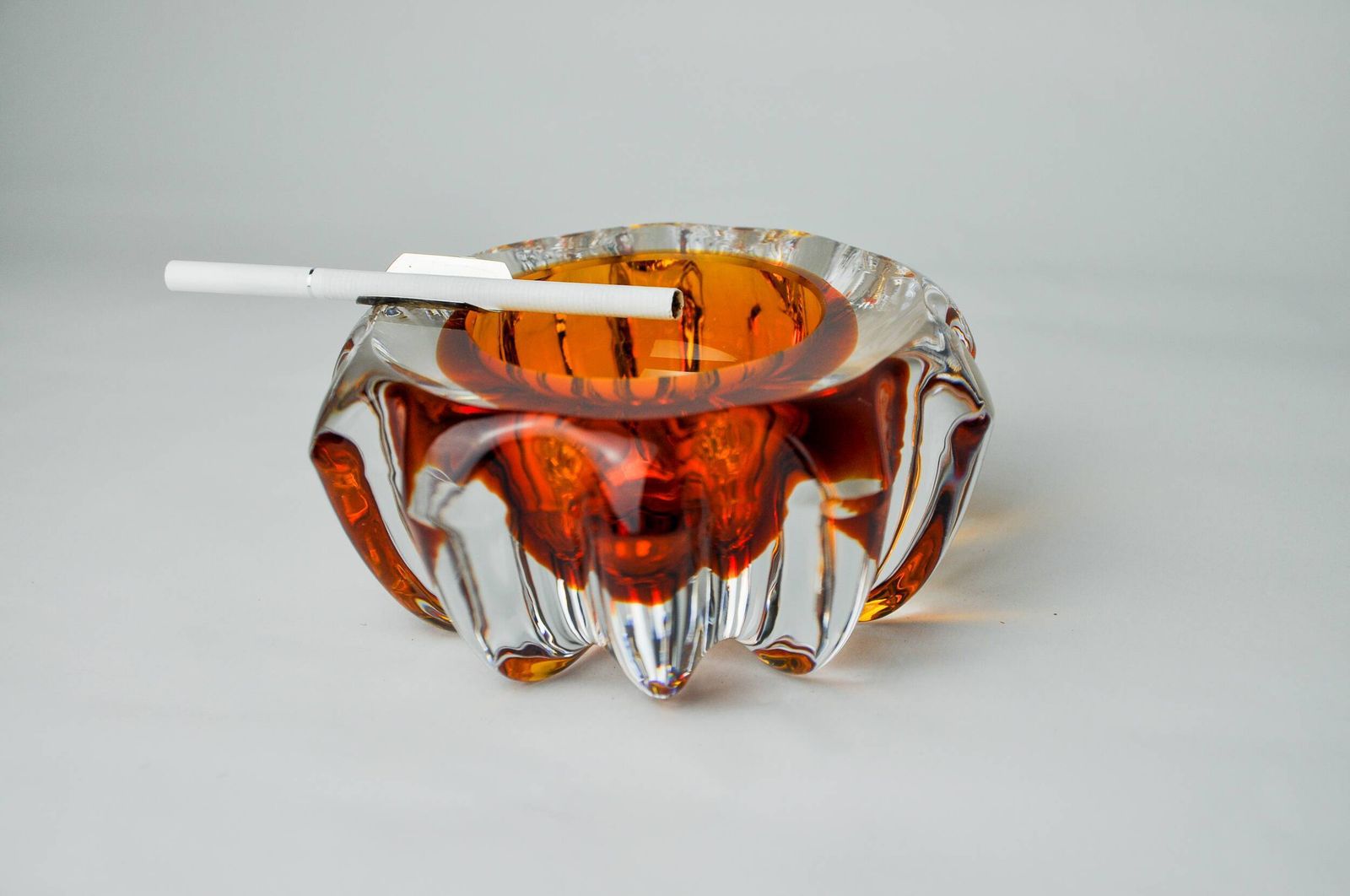 Orange Sommerso Ashtray By Seguso, Murano Glass, Italy, 1970 photo for sale