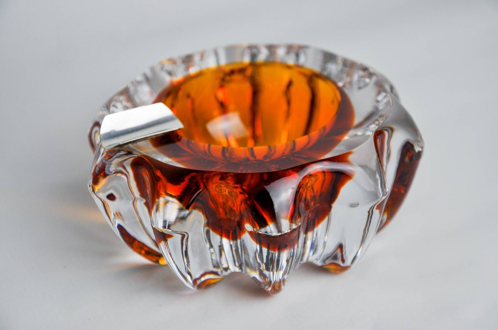 Orange Sommerso Ashtray By Seguso, Murano Glass, Italy, 1970 photo buy