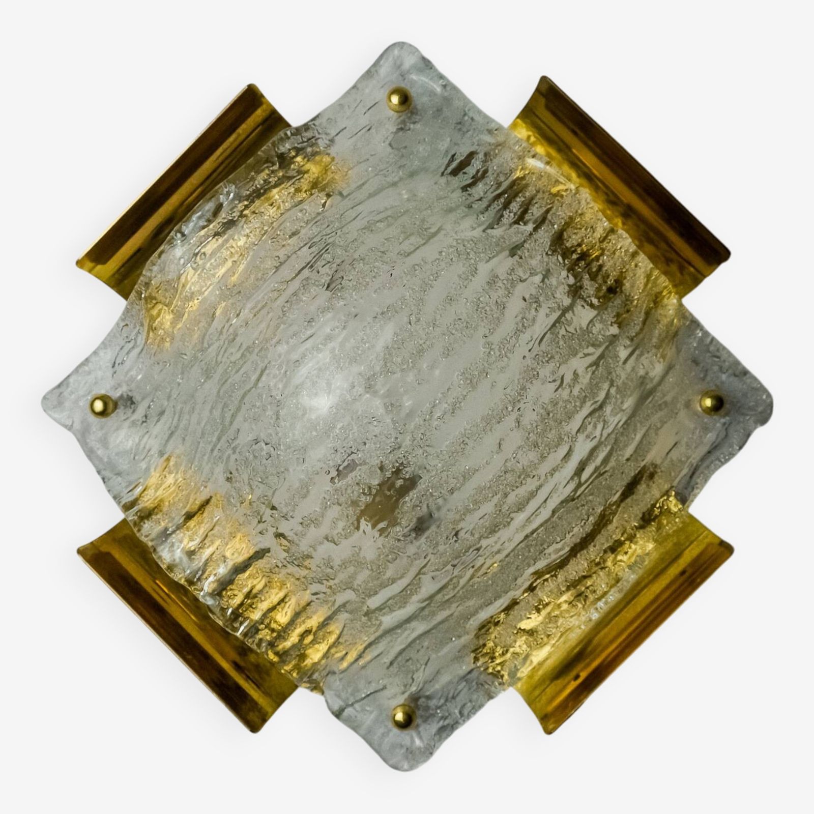 Xl Frosted Wall Lamp By Kalmar, Murano Glass, Austria, 1970