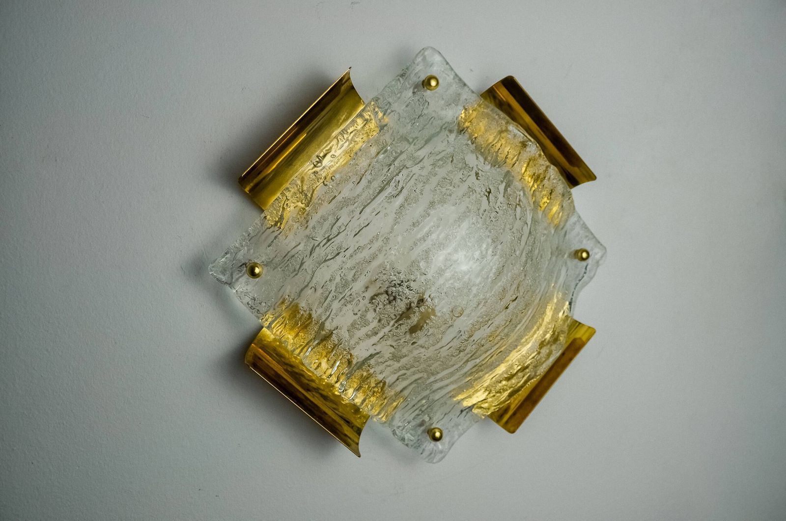 Xl Frosted Wall Lamp By Kalmar, Murano Glass, Austria, 1970 photo for sale