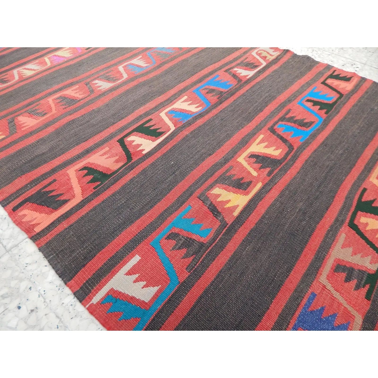 Vintage Striped Turkish Kilim Rug Runner 3'6" X 9'6" photo furniture