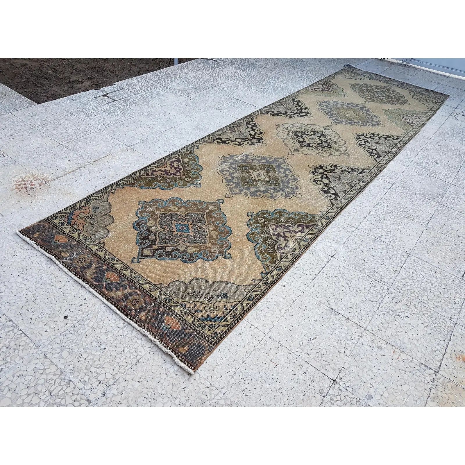 Anatolian Oushak Pastel Color Ushak Area Rug 3'8" X 12'9" photo for sale