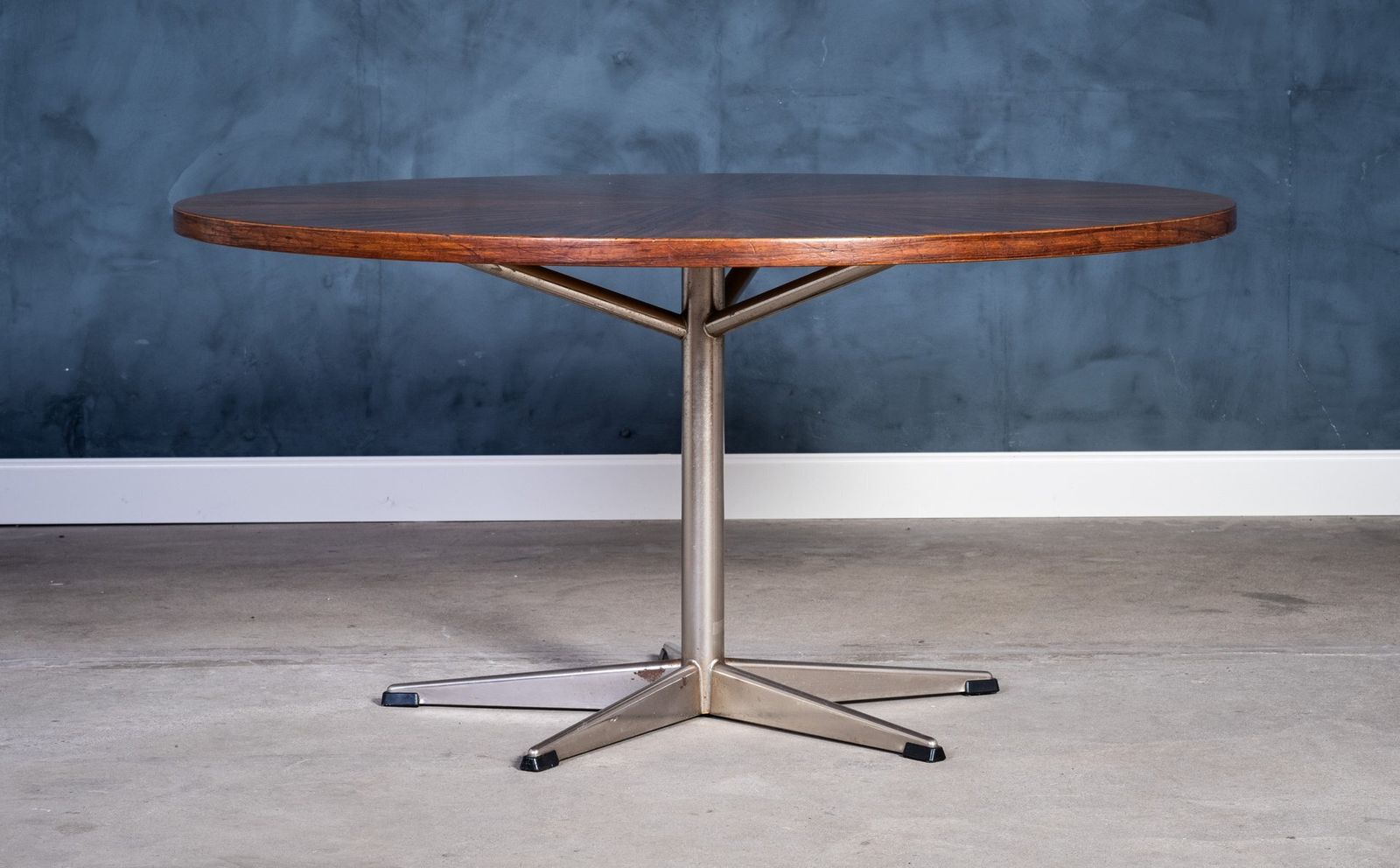 Round Rosewood Coffee Table On Steel Base, Denmark, 1960s