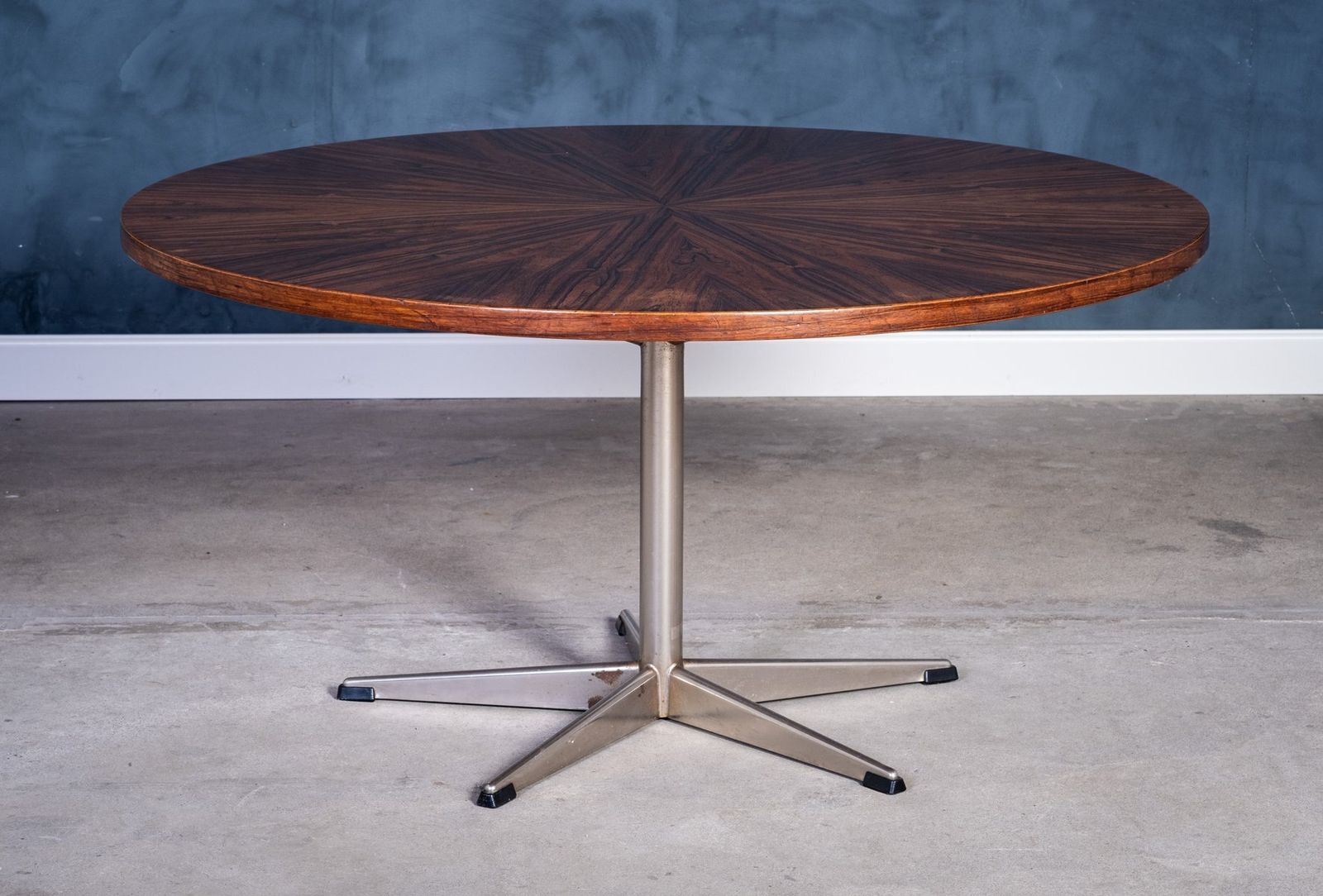 Round Rosewood Coffee Table On Steel Base, Denmark, 1960s photo Furniture
