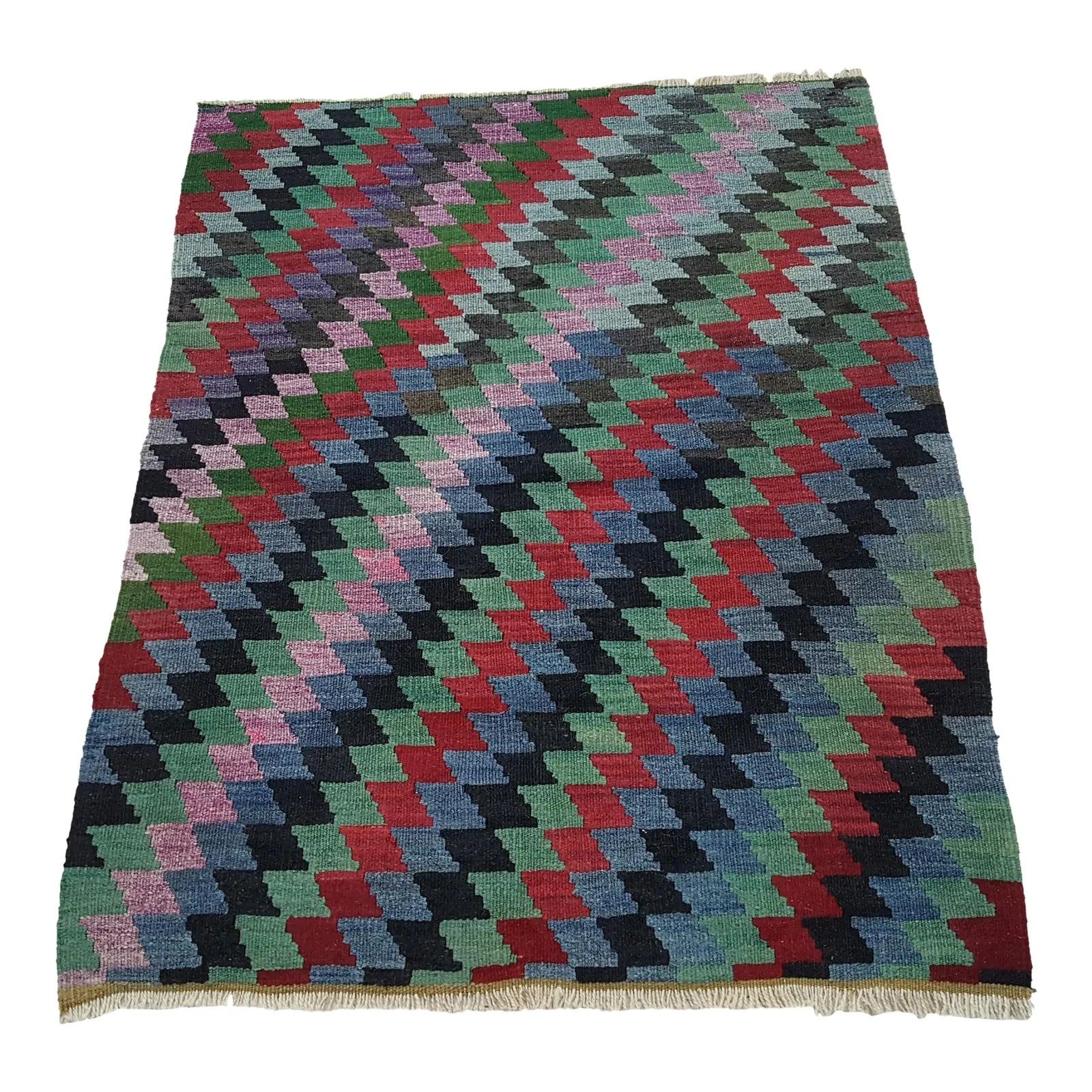 Small Diamond Turkish Kilim Rug 2'10" X 3'7"