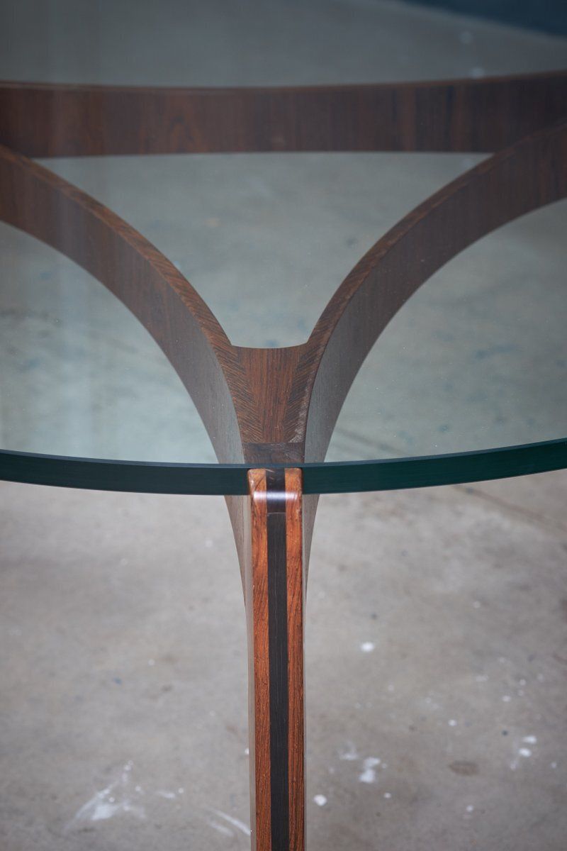 Round Rosewood Coffee Table With Glass Top By Sven Ellekaer For Christian Linneberg, 1960s photo Furniture