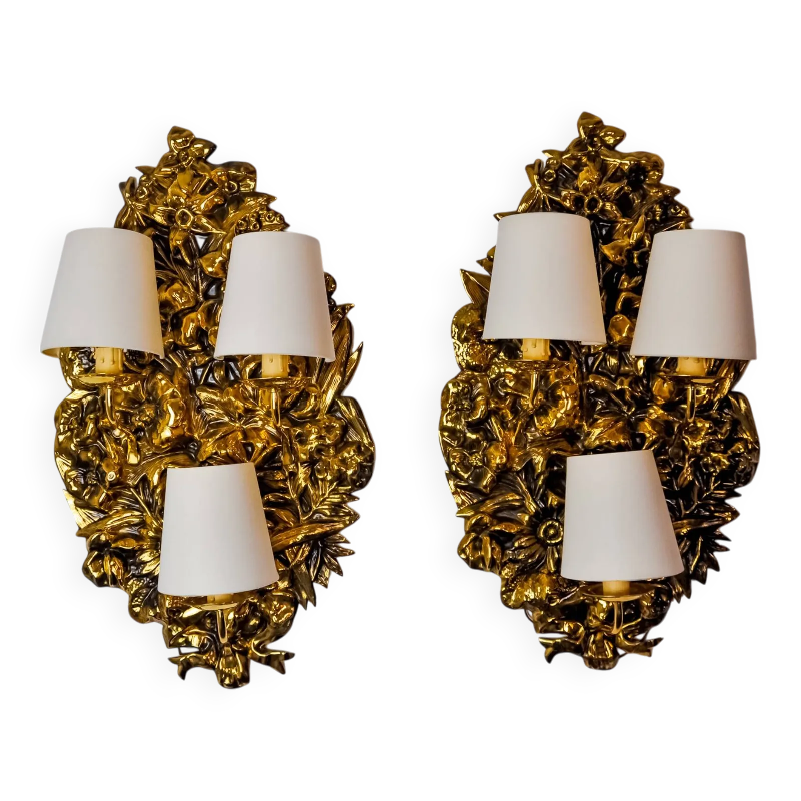 Pair Of Frolaes Wall Lights By Italo Valenti, Brass Spain 197