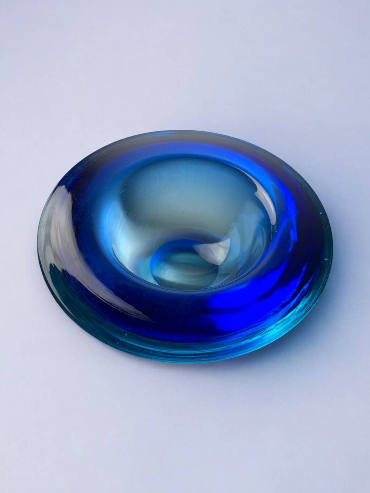 Circular Blue Murano Glass Tray By Flavio Poli photo 409.0