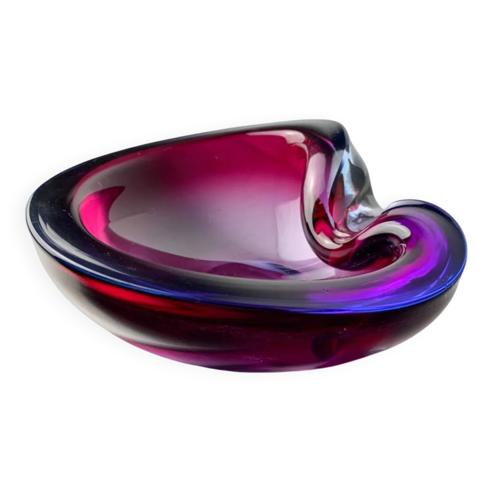Sommerso Pink And Purple Murano Glass Tray By Flavio Poli