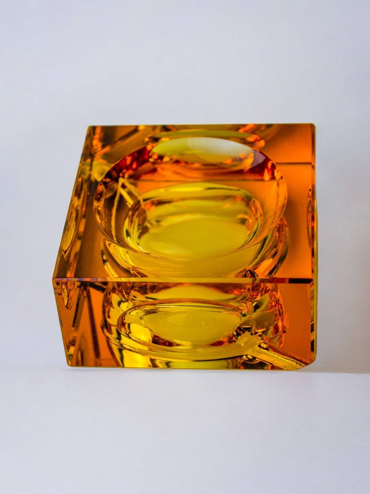 Orange Ice Cube Ashtray By Antonio Imperatore, Murano Glass, Italy, 1970 photo buy