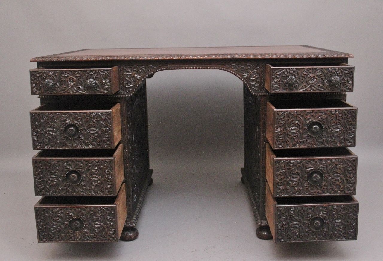 Early 19th Century Anglo Indian Carved Partners Desk photo furniture