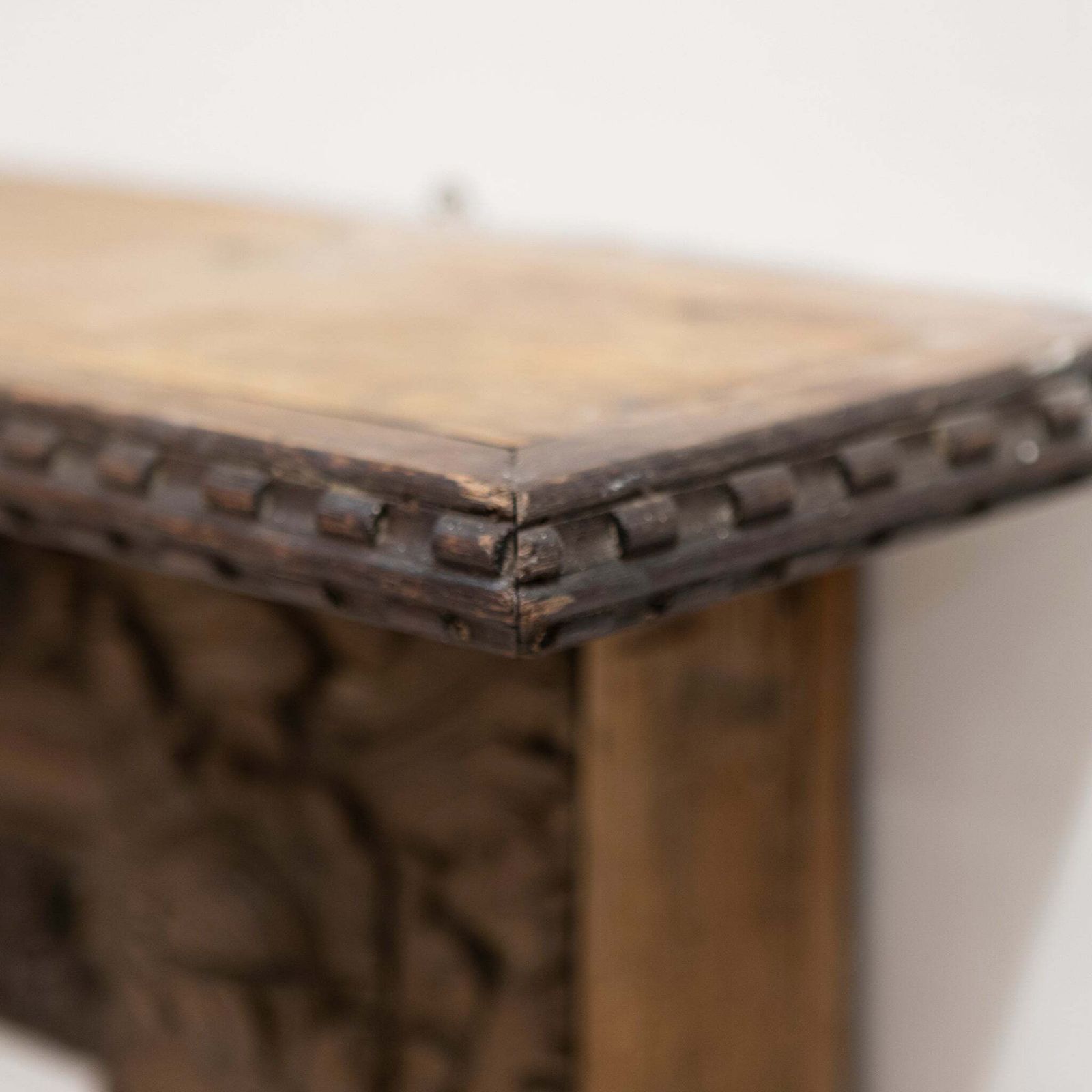 photo for sale Antique Carved Oak & Pine Jacobean Style Fireplace Surround