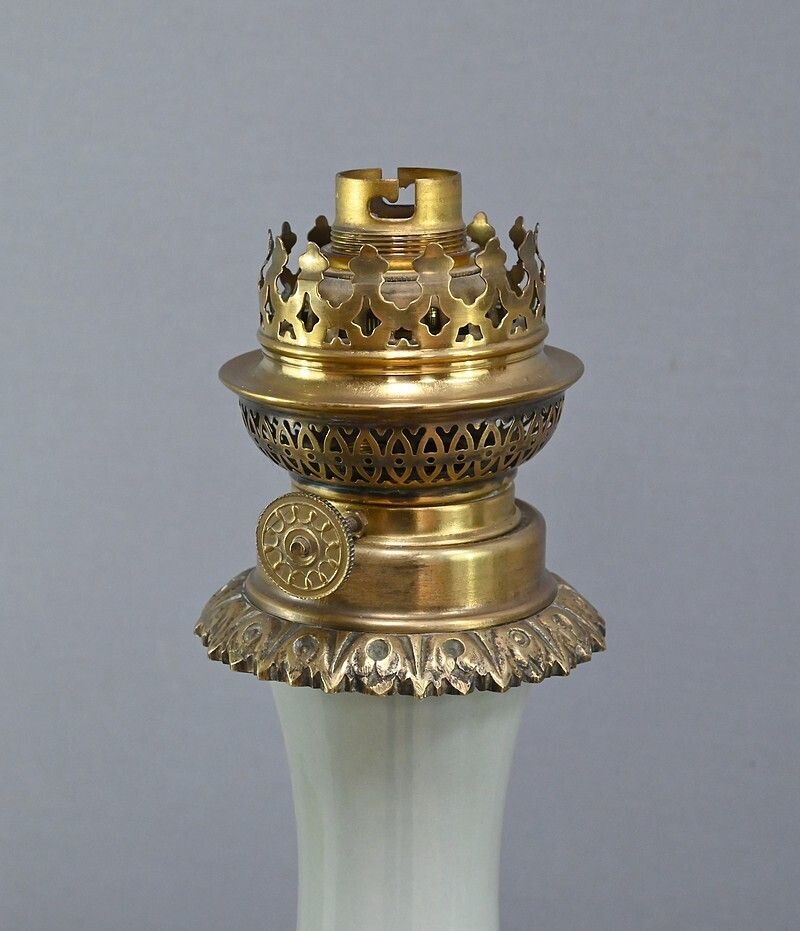 photo furniture Pair Of Electrified Celadon Oil Lamps, Napoleon III Period – Part 2 Of The 19th Century