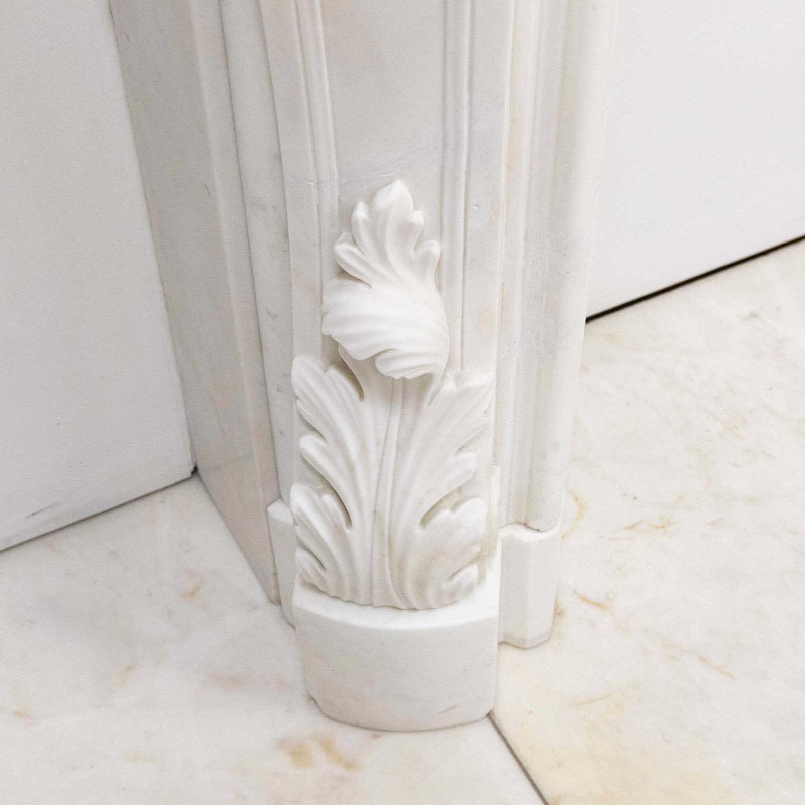Home Fixtures Ornate French Louis Style Statuary Marble Fireplace Surround photo