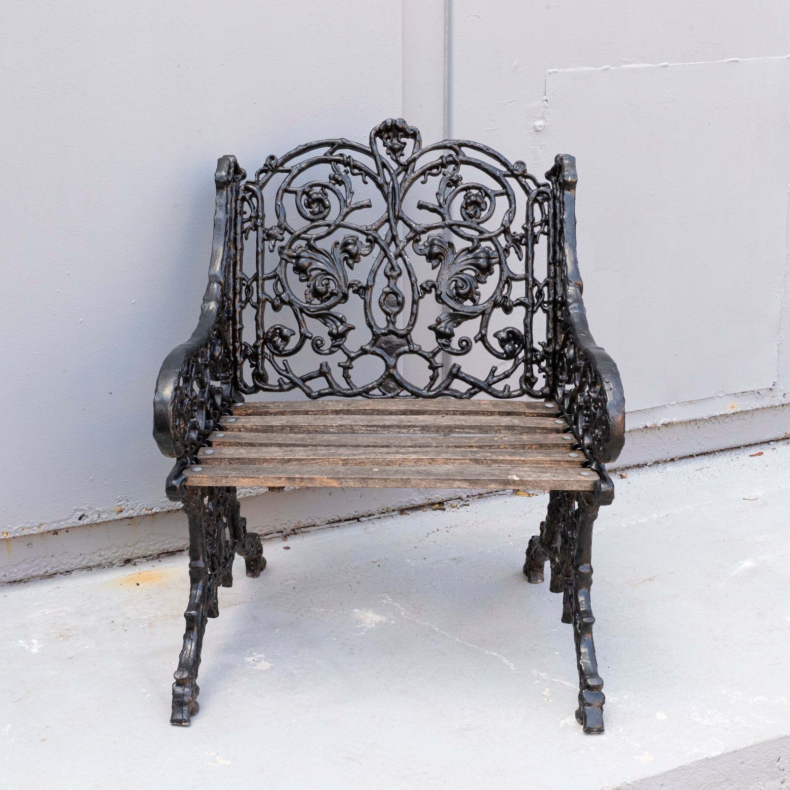 Reclaimed Coalbrookdale Style Garden Throne Chair With Arms photo furniture