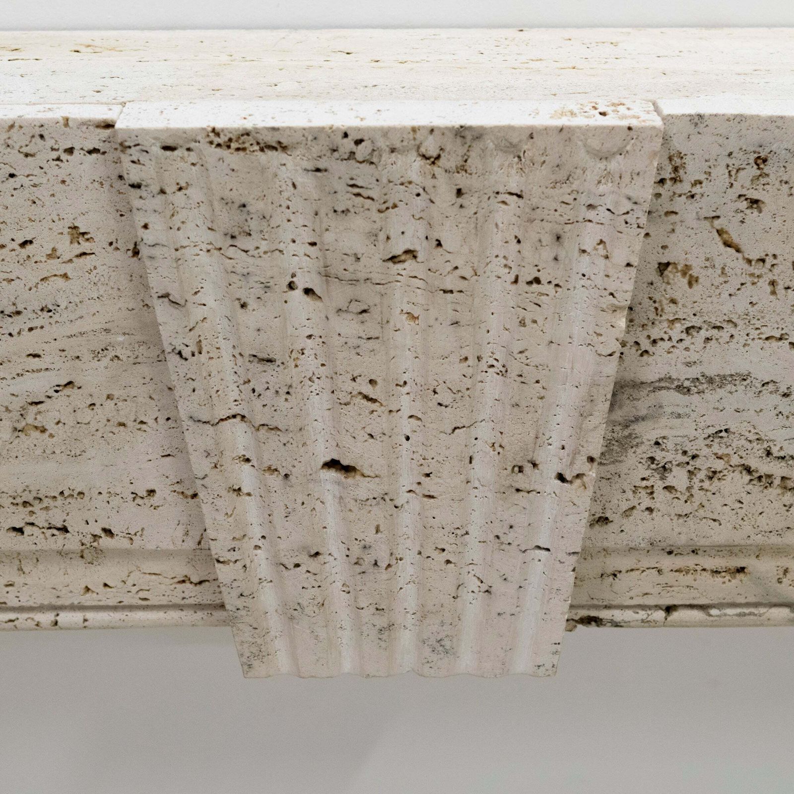 photo furniture Reclaimed Art Deco Travertine Marble Fireplace Surround