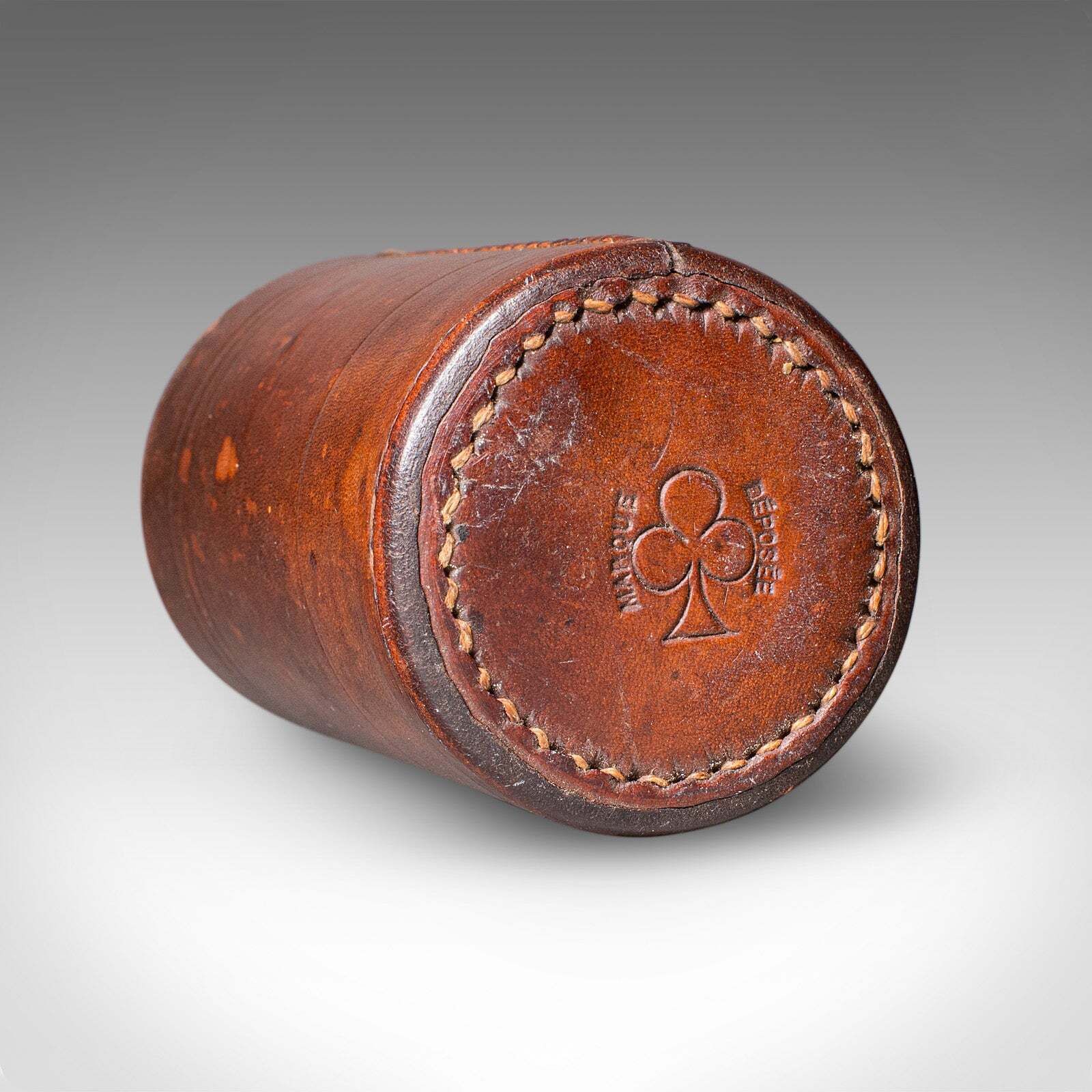 Small Antique Jacquet Dice Pot , French, Leather, Craps, Gaming Tumbler, C.1920 photo buy