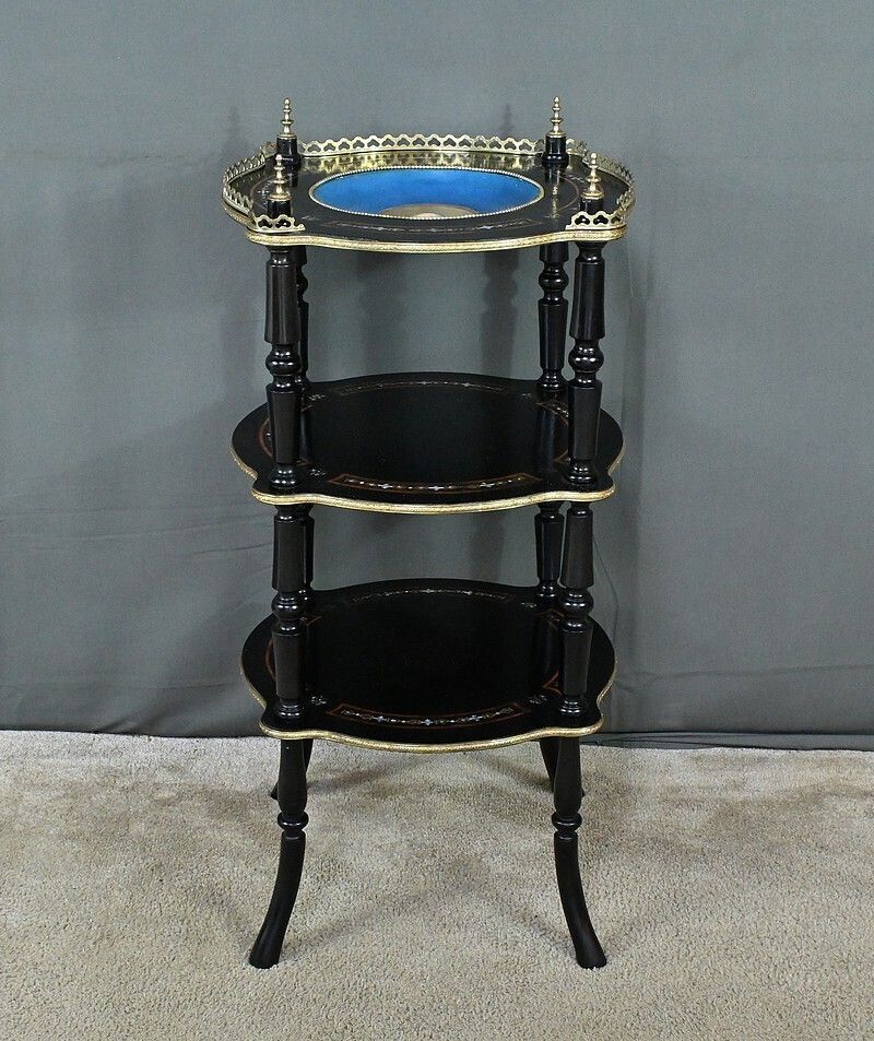 Blackened Wooden Stand, “Portrait Of Louis XVI”, Napoleon III Period – Mid 19th Century photo for sale
