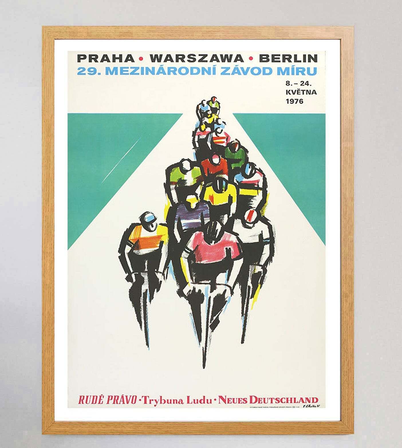 1975 Prague Warsaw Vienna Cycling Peace Race  Original Vintage Poster photo Art