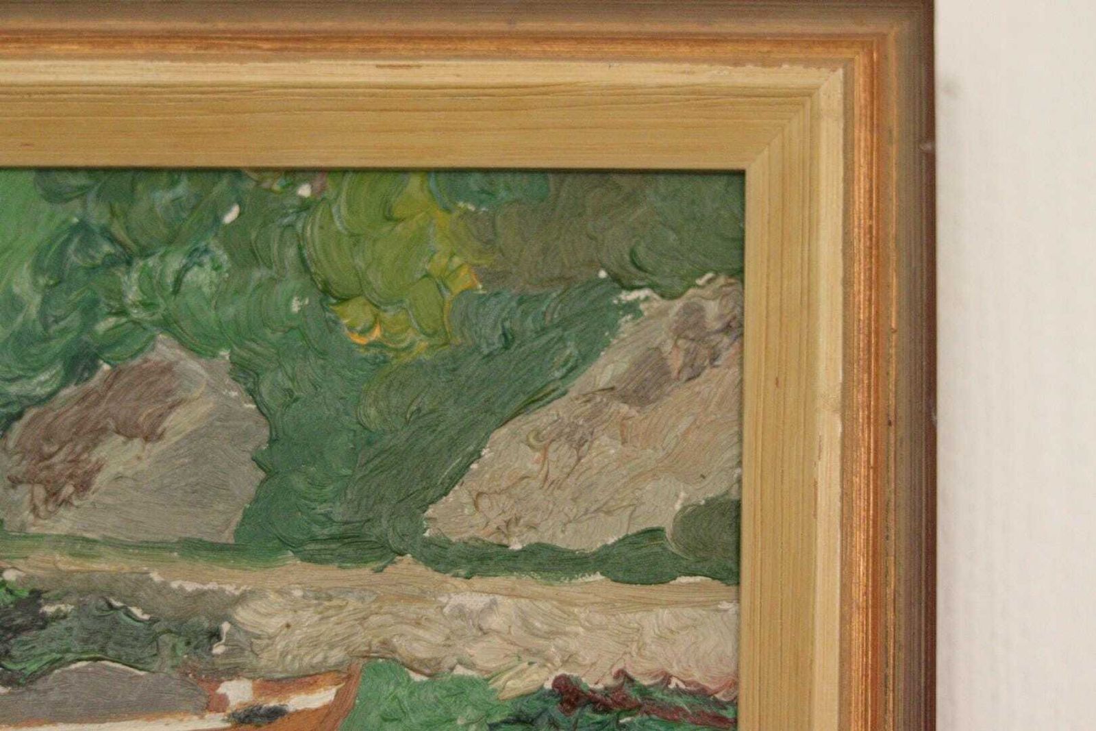 Original  European Oil On Canvas — House By The Lake – Vintage & Framed | 28 × 25 Cm (11" × 9.8", Incl. Frame) photo buy