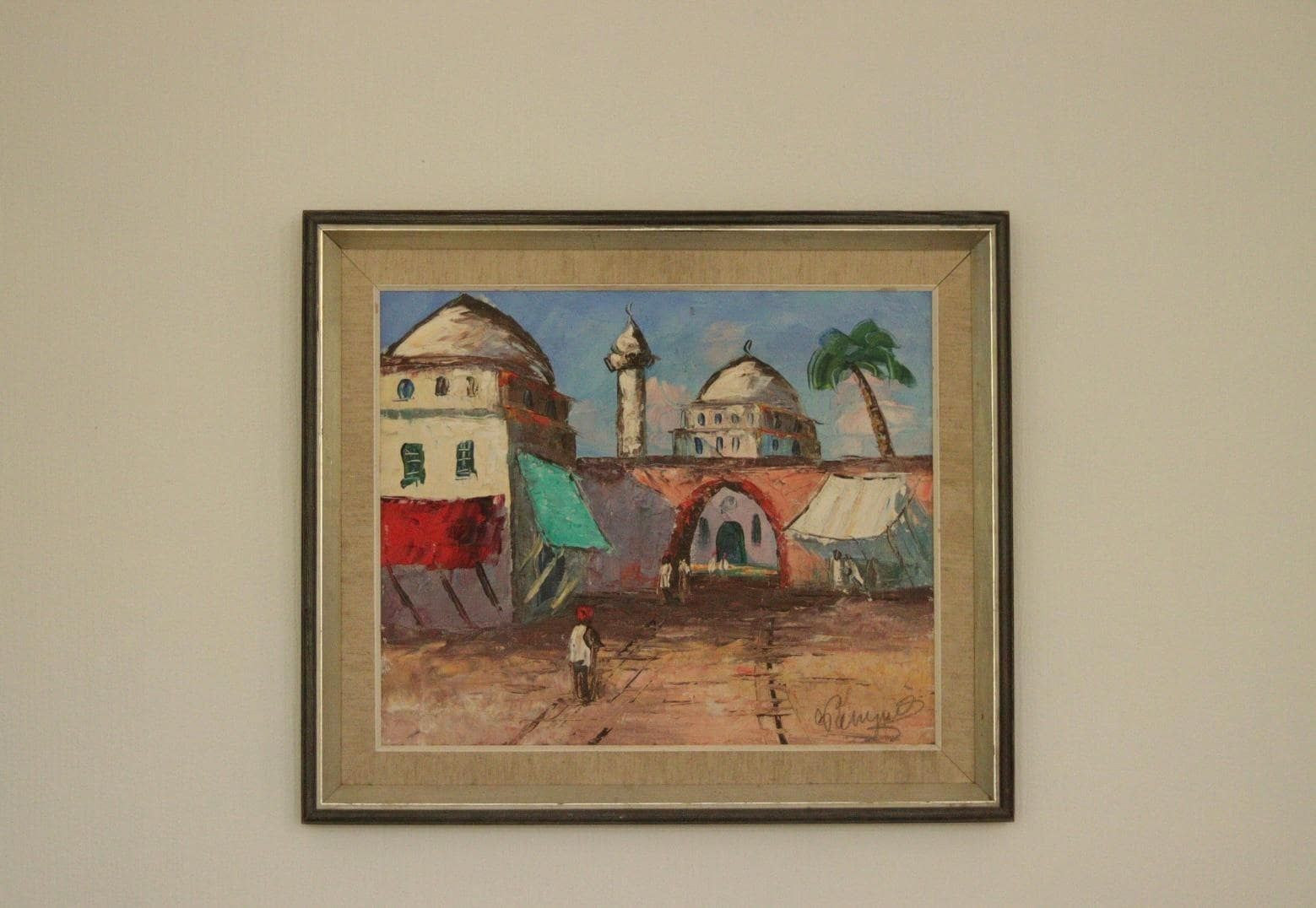 Original Mid Century Oil On Canvas – Southern Street  By Gösta Calmayer –  Vintage & Framed  56 × 50 Cm (Approx. 22 × 19.7 In) photo 315.0