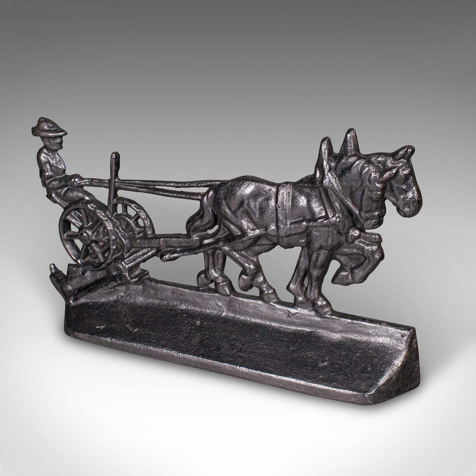 Antique Ploughman Doorstop, English, Cast Iron, Farmhouse Door Keeper, Victorian photo for sale