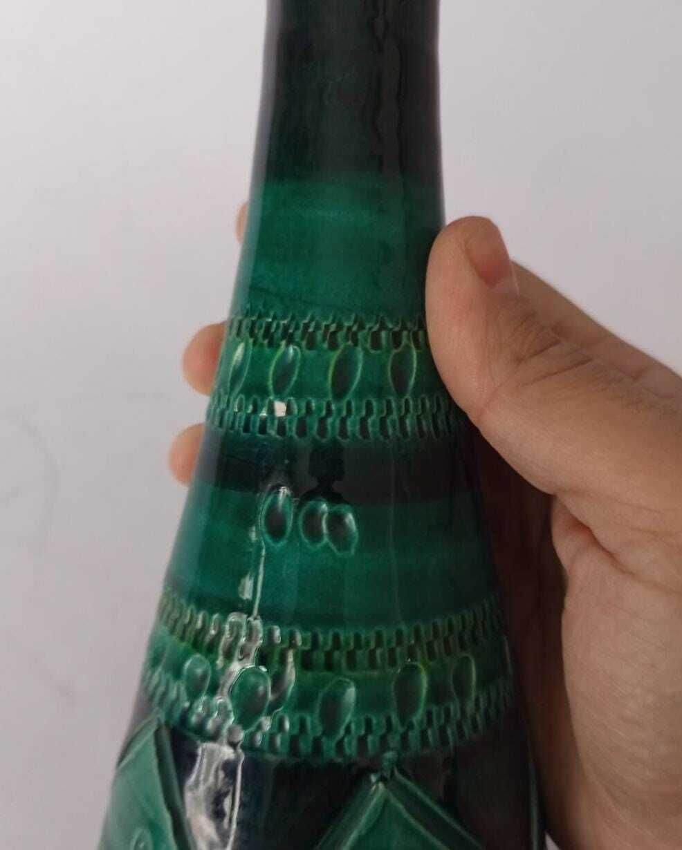 Ars Italica Bitossi Green Ceramic Cone Totem Vase, Vintage Mid Century Design photo buy