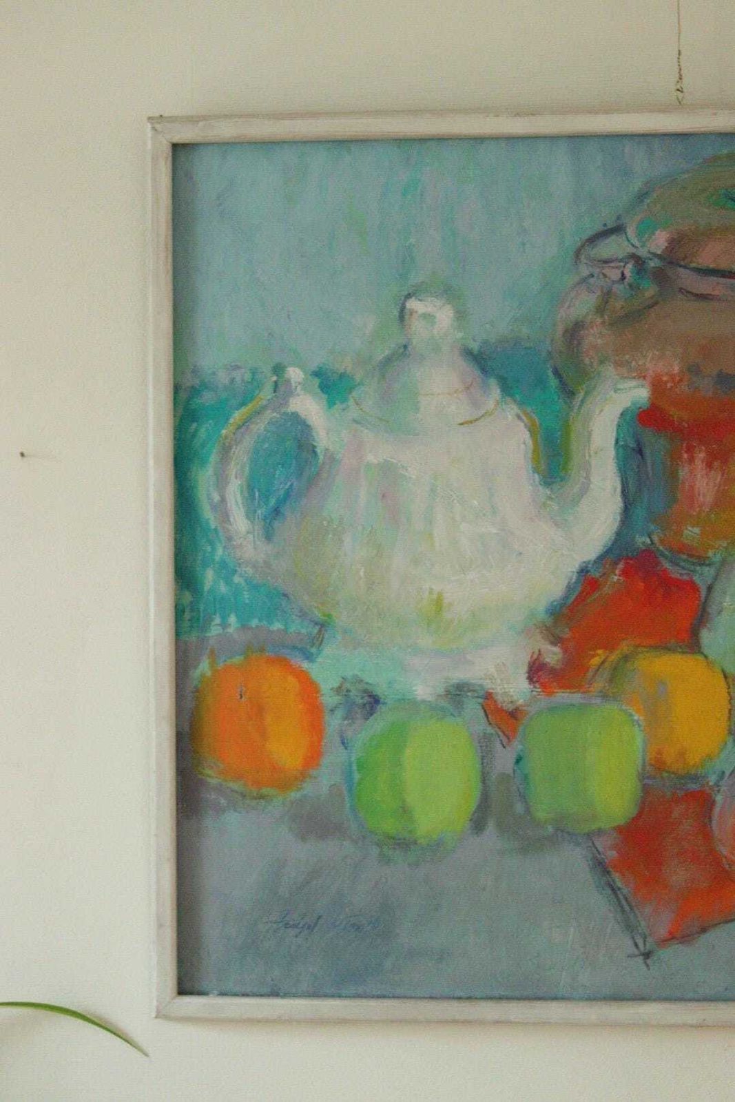 Original Swedish Mid Century  Oil On Canvas – “Still Life With Tea Pot” – Leo Fritiof Katte – Vintage & Framed  67 X 56 Cm (26.4" X 22") photo 345.0