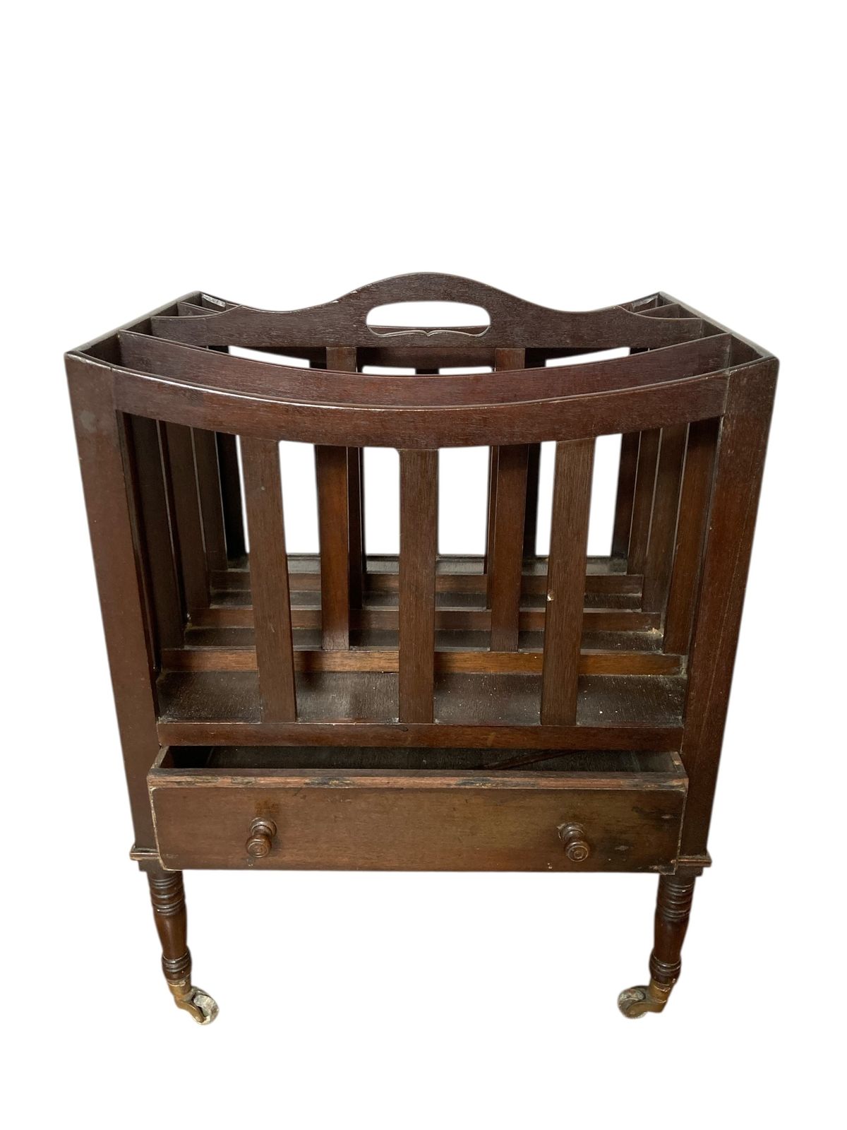 Antique Mahogany Canterbury Magazine Or Paper Rack Single Drawer photo 285.0