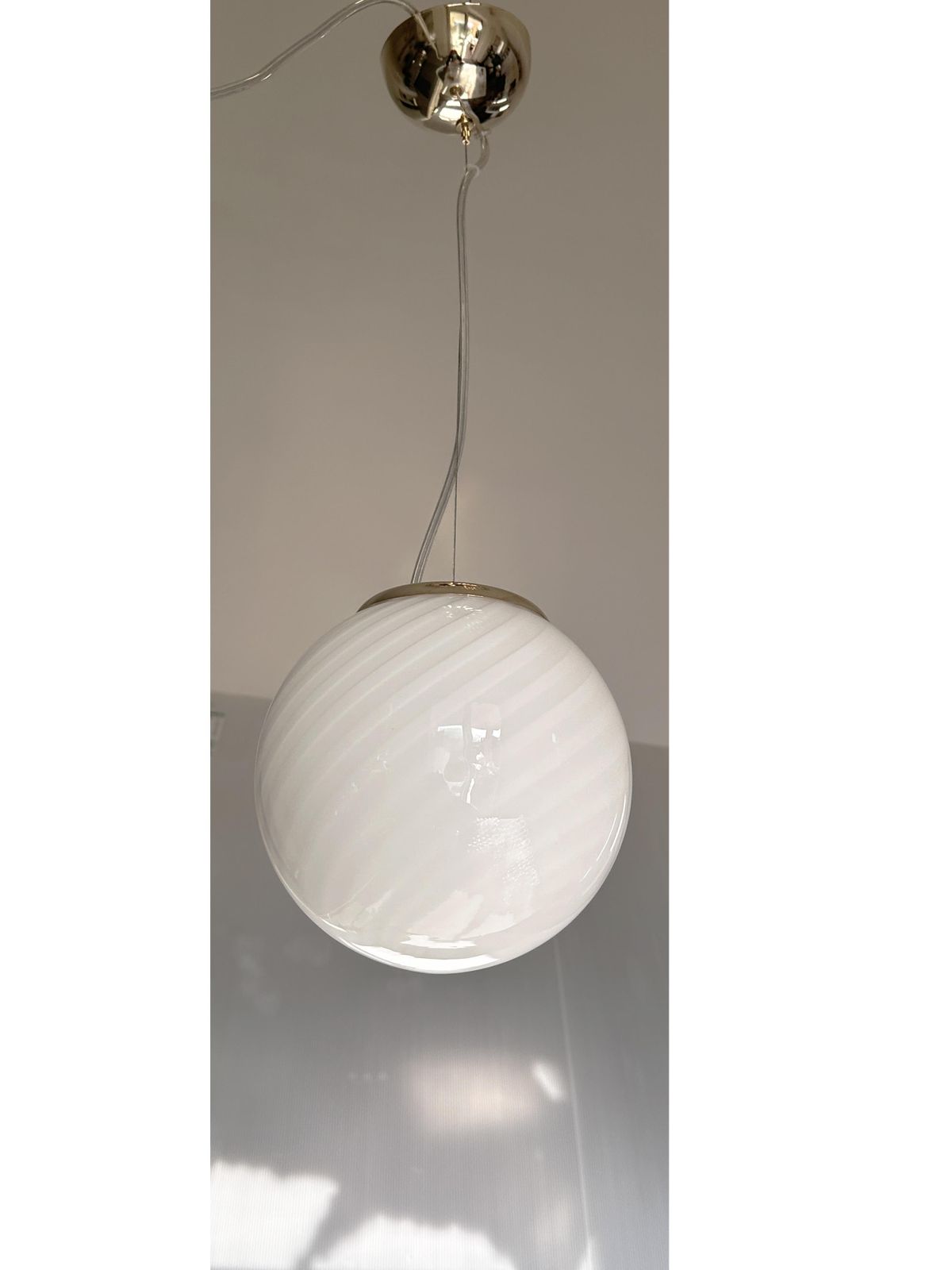 Contemporary Milky White Sphres Murano Glass Pendant   Set Of 3 photo furniture
