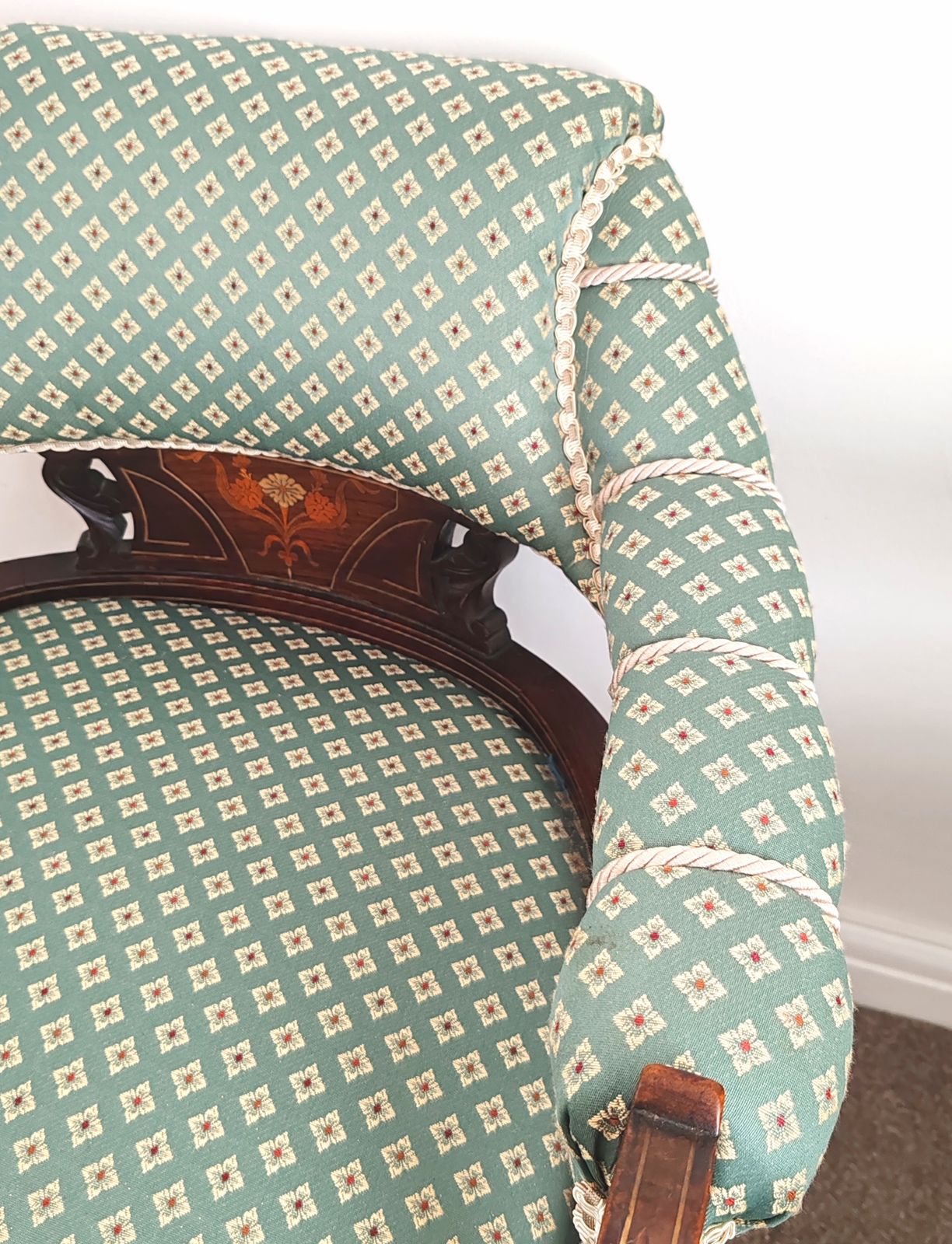 Pair Of Edwardian Regency Revival Inlaid Mahogany Carver Armchairs, C.1910–1930 photo furniture