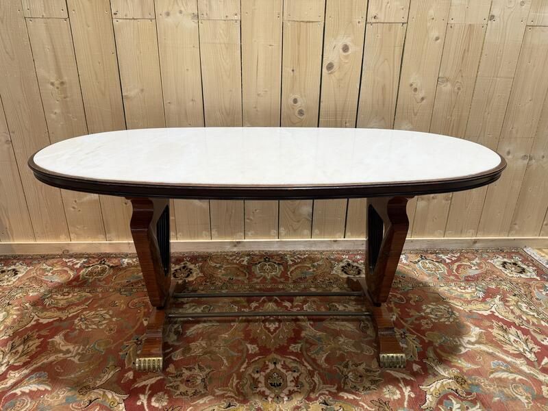 Table à Manger Ovale En Marbre Et Palissandre