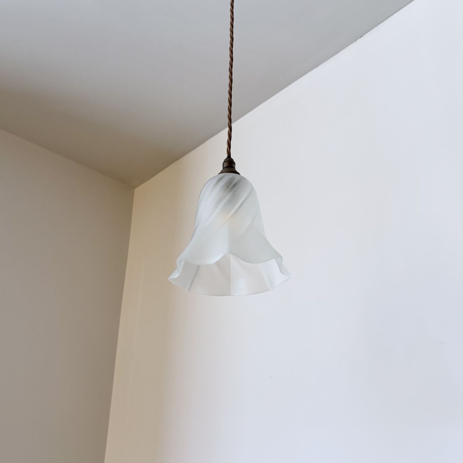 Fluted Frosted Glass Shade, 1800s photo Lighting
