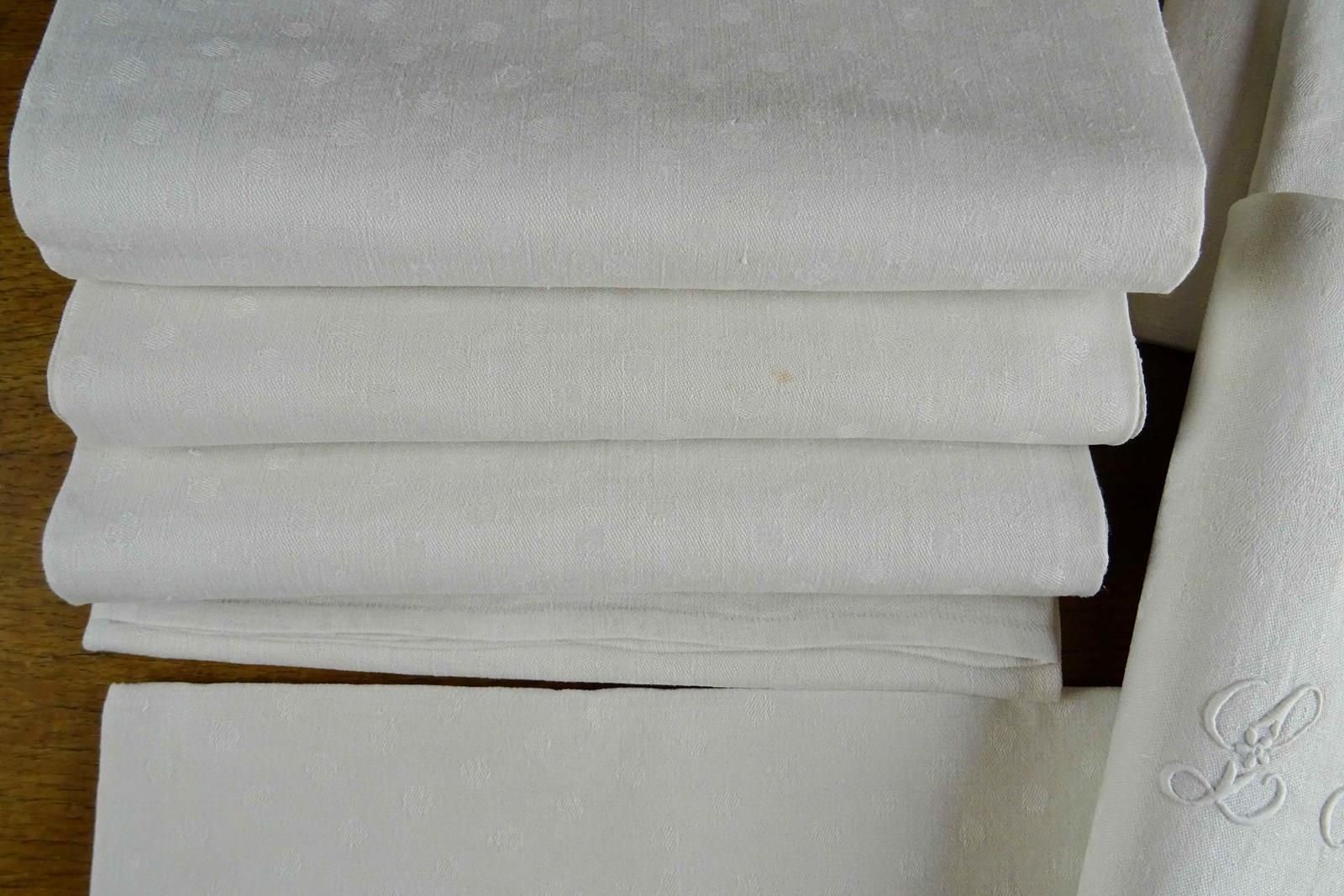 photo for sale Set Of Eight Antique French Linen Napkins