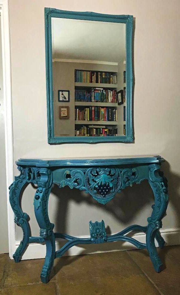 Mid Century Rococo Style Hand Painted Console