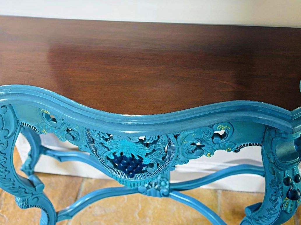 650.0 Mid Century Rococo Style Hand Painted Console photo