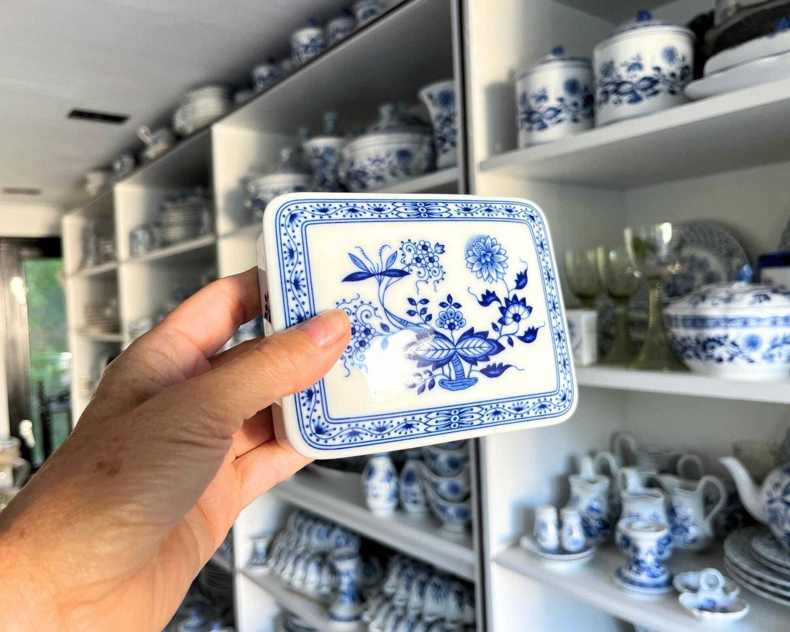 Blue Onion Cigarette Box | Trinket Or Jewelry Storage | Blue And White photo furniture